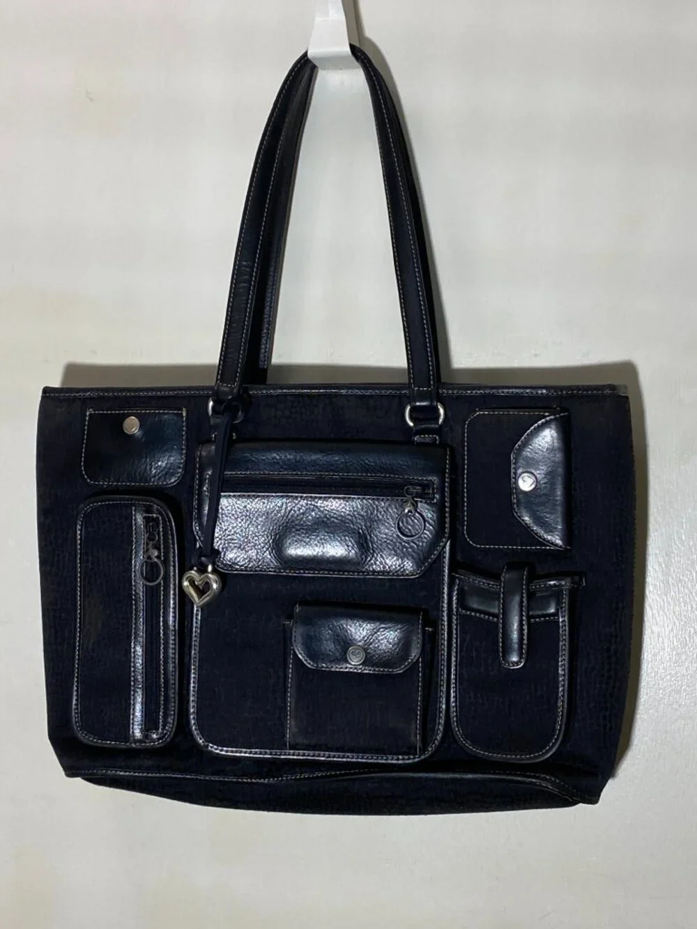 Brighton Black Organizer Briefcase Tote Laptop Work Bag Croc Embossed TLC